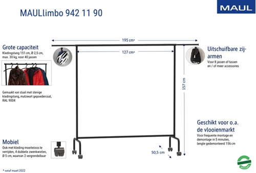 Garderoberek MAUL Limbo 156x127(tot 220)x50cm mob 1 Stuk