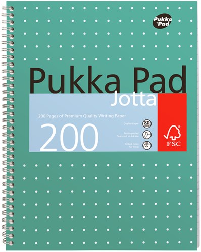 Collegeblok Pukka Jotta A4 lijn 4-g 200pag 80gr gn 1 Stuk